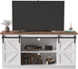 Farmhouse TV Stand with Sliding Barn Doors, Storage Cabinets & Adjustable Shelves