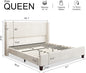  Modern Upholstered Platform Bed, Solid Wood Slats, No Box Spring Needed