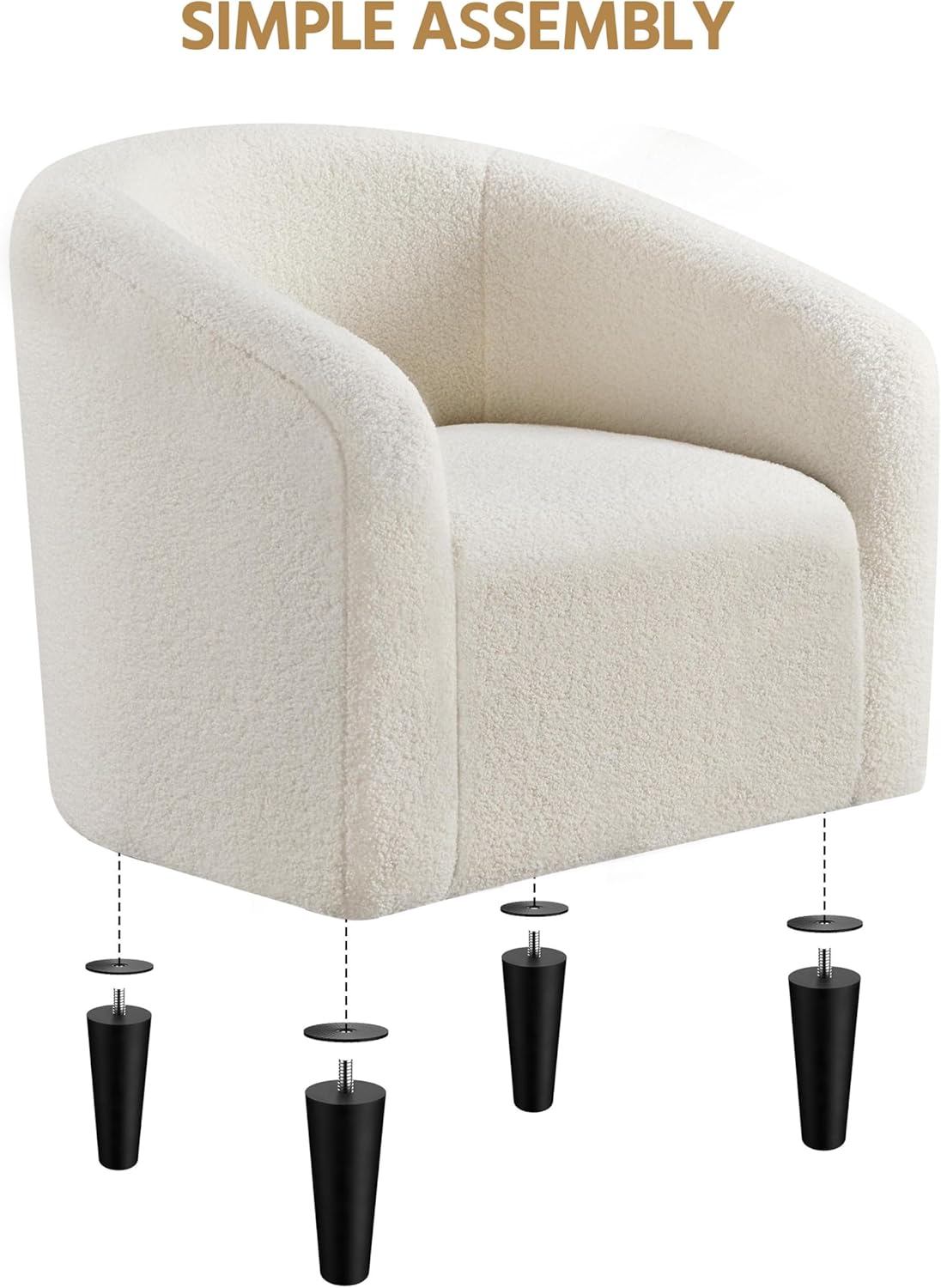 Modern Teddy Accent Chairs (Set of 2) | Cozy Barrel Armchairs