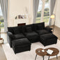 108" U-Shaped Modular Cloud Couch, Removable & Machine-Washable Covers, Movable Ottoman