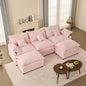 108" U-Shaped Modular Cloud Couch, Removable & Machine-Washable Covers, Movable Ottoman
