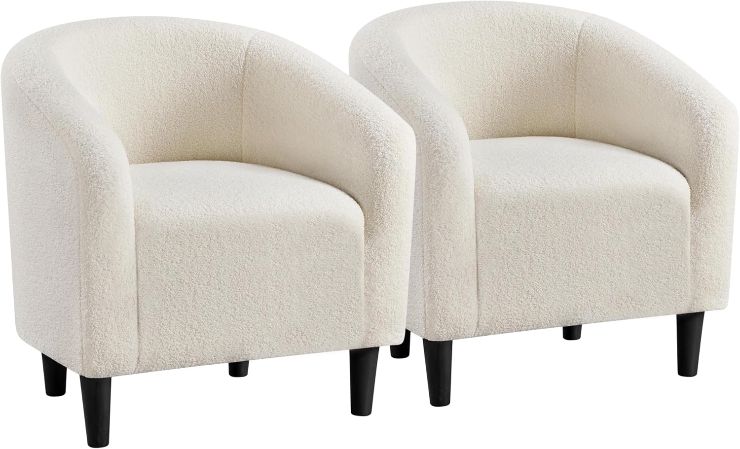 Modern Teddy Accent Chairs (Set of 2) | Cozy Barrel Armchairs