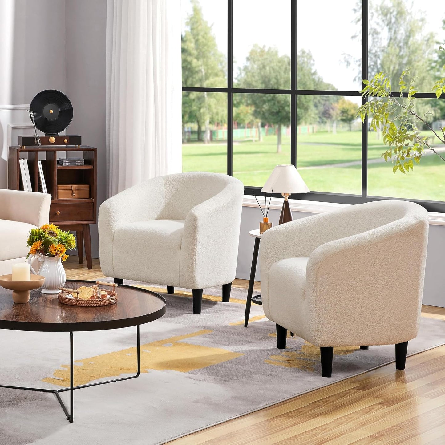 Modern Teddy Accent Chairs (Set of 2) | Cozy Barrel Armchairs