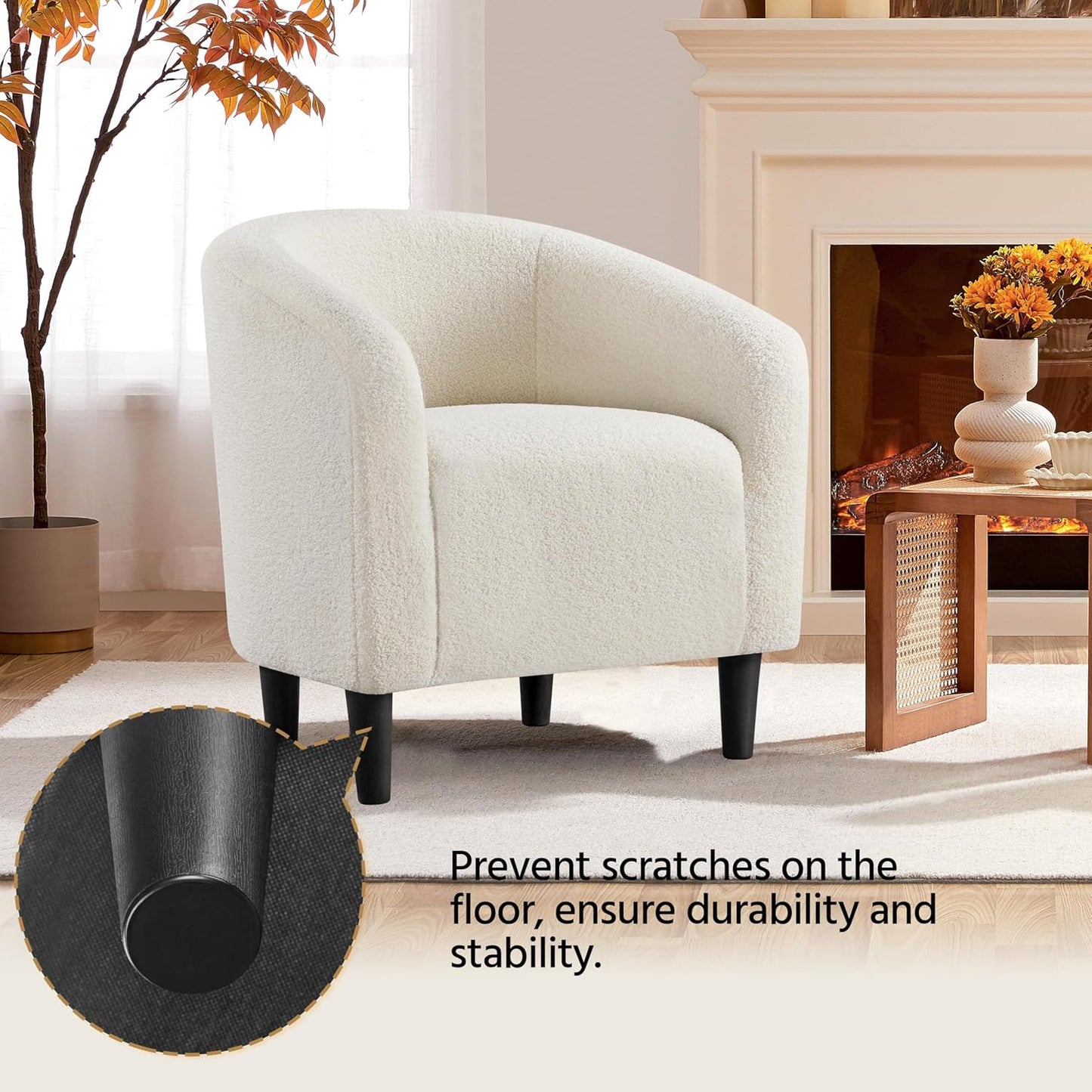 Modern Teddy Accent Chairs (Set of 2) | Cozy Barrel Armchairs