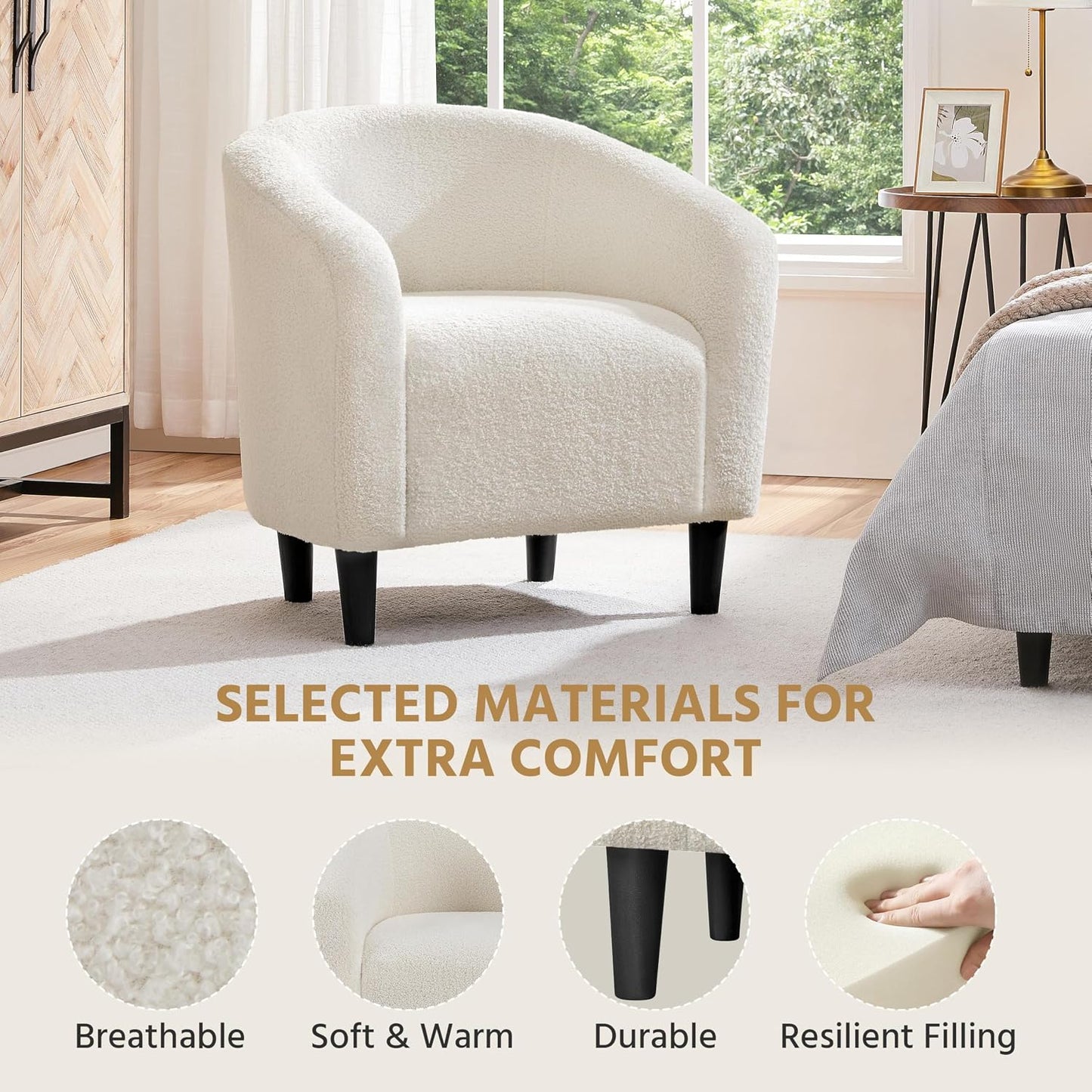 Modern Teddy Accent Chairs (Set of 2) | Cozy Barrel Armchairs