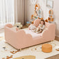 Toddler Bed Frame, Toddler Bed Upholstered, Low Profile Kids Beds with Safety Guardrails Floor Beds with Wood Slats for Girls Boys Children Aged 3-7 Years Old - Crib Size/Pink